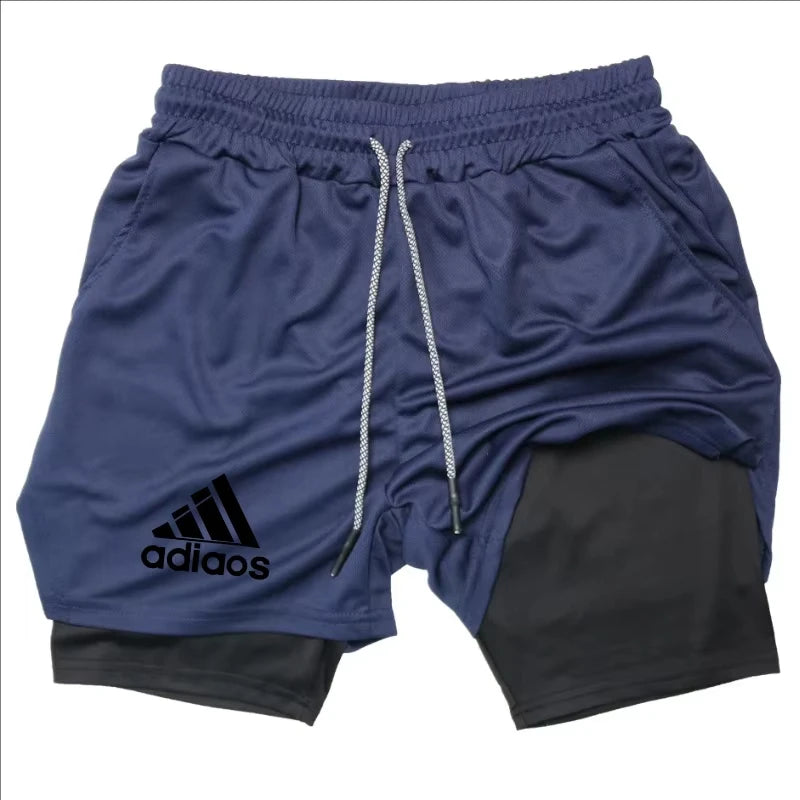 Men’s 2-in-1 Compression Running Shorts – Breathable Mesh Quick-Dry Gym Fitness Training Sports Shorts for Summer Workout