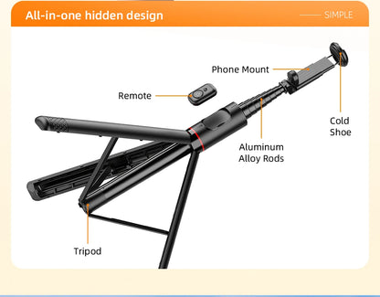 Selfieshow Wireless Selfie Stick – 72 Inch Portable Aluminum Alloy Tripod with Bluetooth Remote for iOS & Android Phones
