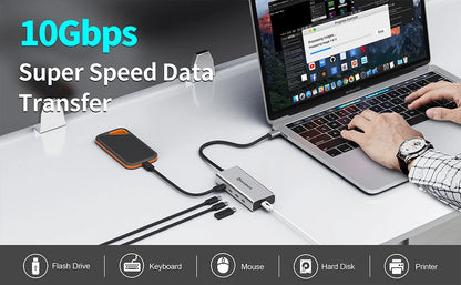 Minisopuru USB C Hub 10Gbps – USB 3.2 Type-C to USB Adapter with 100W PD for MacBook Pro, iMac & PC Accessories