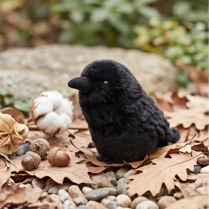 Kawaii Black Crow Plush Toy - Realistic Soft Bird Stuffed Animal for Gothic Room Decor and Gifts, 10cm or 20cm