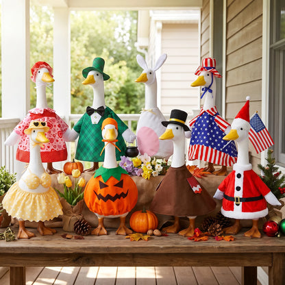 23-Inch Porch Goose Outfit - Seasonal Skirt, Hat & Clothes for Lawn Goose Statue Decoration
