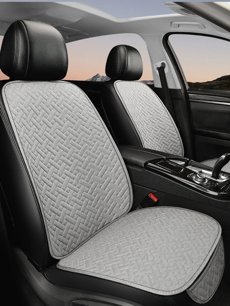 Universal Linen Car Seat Cushion - All-Season Driver Seat Cover with Waist Support