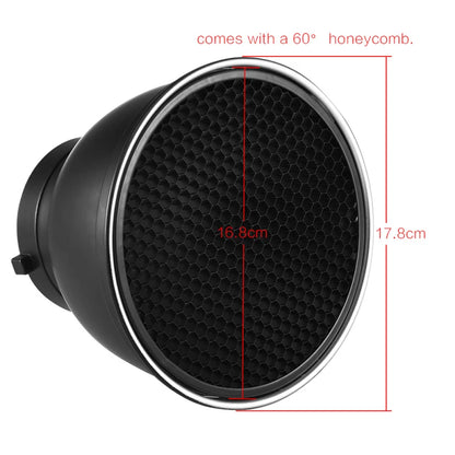 Andoer 7" Reflector Diffuser Lamp Shade – 60° Honeycomb Grid for Bowens Mount Studio Strobe Flash & Speedlite