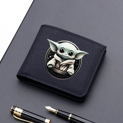 Star Wars Men's Canvas Wallet – Black/Blue/Gray Short Purse, Card Holder & Money Bag with Credit Card Case