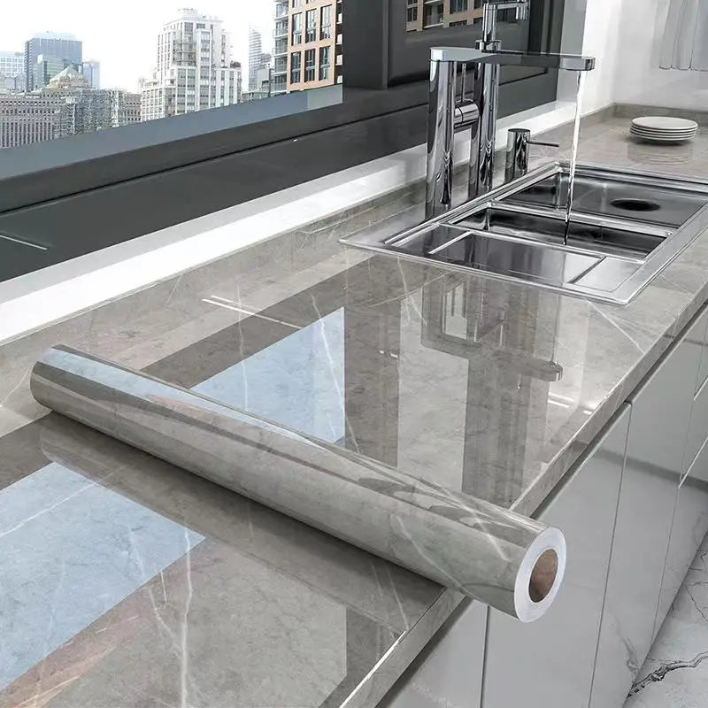 Marble Kitchen Oil-Proof Film - Self-Adhesive Waterproof Wallpaper for Stove, Countertop, Cabinet, Tile Renovation