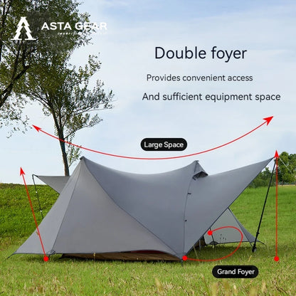 ASTA GEAR Yun Chuan 15D Nylon Ultralight Tent – Double-Sided Silicon-Coated, Rodless Pyramid Design for Camping & Hiking