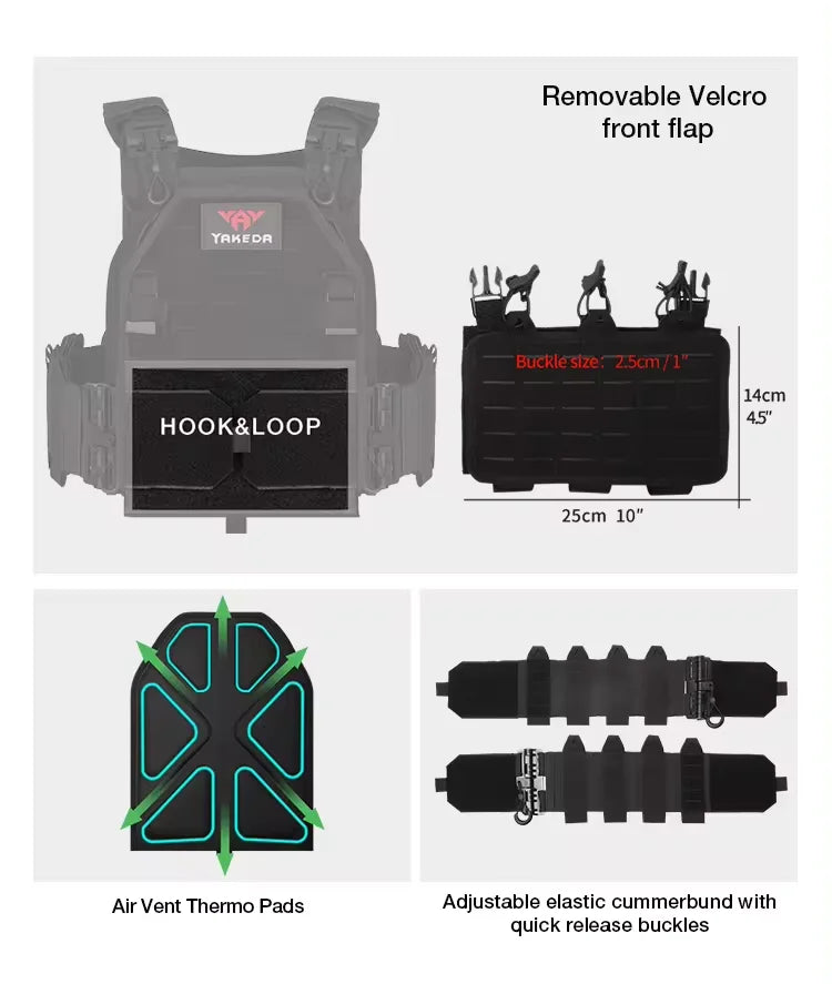 YAKEDA ATFG MOX CAMO Tactical Plate Carrier – Lightweight, Quick Release, 1000D Nylon MOLLE Vest for Combat & Hunting