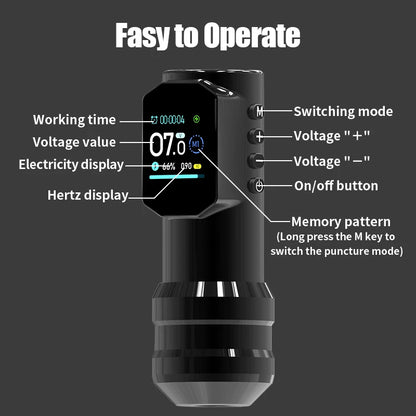 YILONG Wireless Tattoo Pen — Large Color Screen Digital Display | Permanent Makeup Tattoo Machine with 1500mAh Power Tattoo Gun