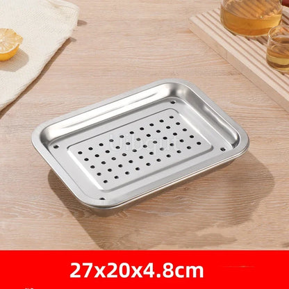 Stainless Steel Kung Fu Tea Tray with Drainage Drawer – Tea Ceremony Water Storage Board Table for Tea Room Tools