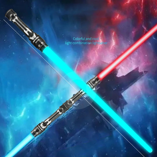 Colorful LED Lightsaber Toy - Telescopic Double Sword with Music & Flashing Effects for Kids, Cosplay & Party Fun