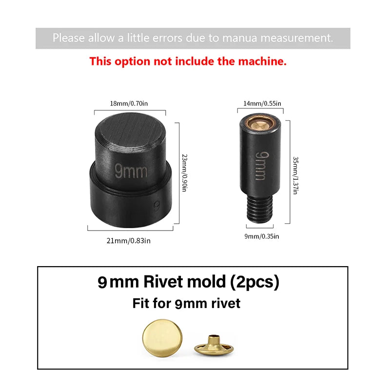 WUTA Manual Button Installation Tool – Mute Punching for Mushroom Rivets & Eyelets, DIY Hand Pressing Tool (With/Without Machine)