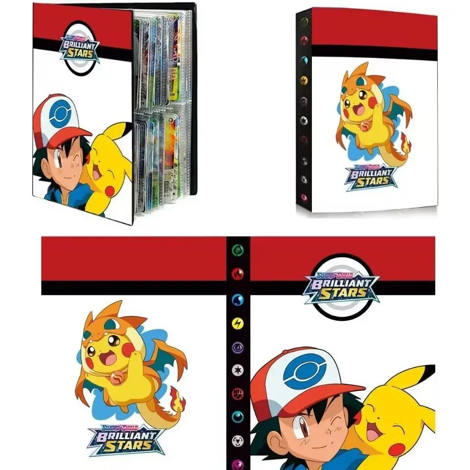 Pokémon Trading Card Binder - 4-Grid Collectible Card Album Holder for Kids and Trading Card Collections