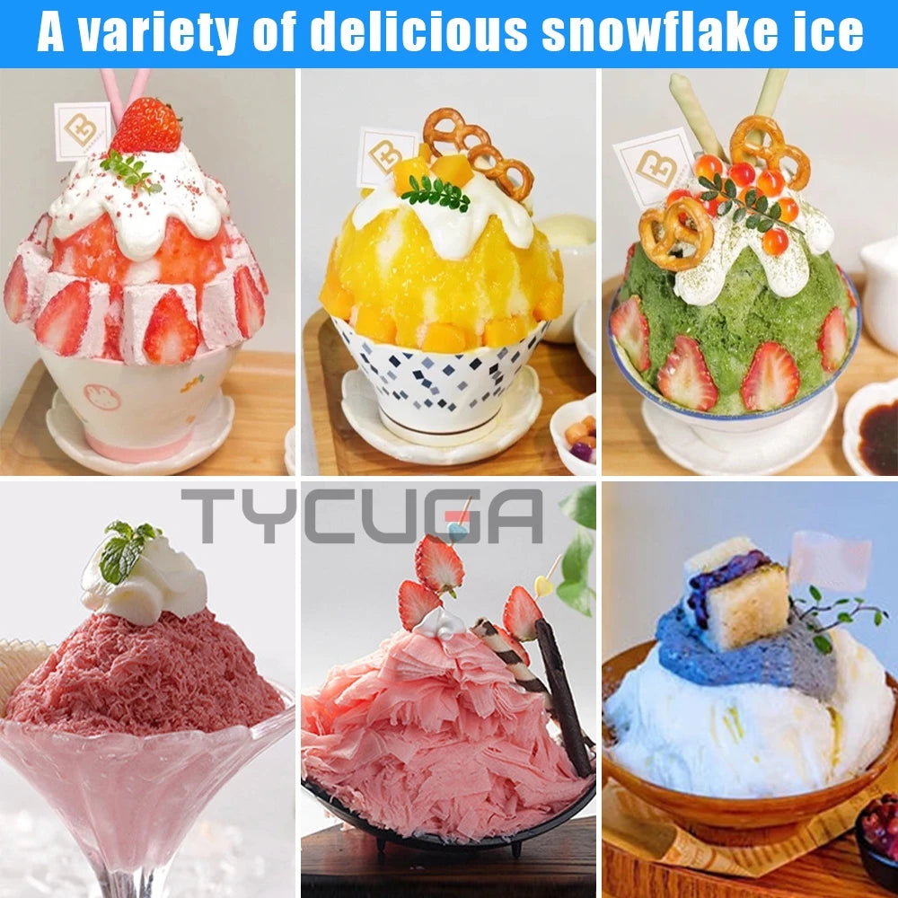 Korea Bingsu Snowflake Ice Shaver Machine – 360W 3L Ice Maker for Dessert, Includes Refrigerant, Ships to Europe, Russia, Mexico
