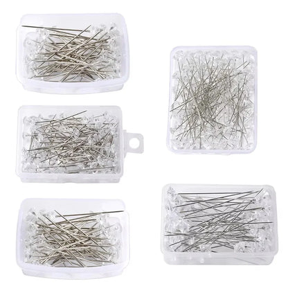 Fenrry 100PCS Diamond Head Pins – Crystal Corsage Sewing Pins, Straight Pins for Dressmaking & Party Decorations with Plastic Box