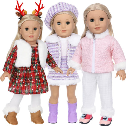 18-Inch Girl Doll Clothes – Pink Coat & Office Dress Outfit, Baby Girl Doll Gift Toy