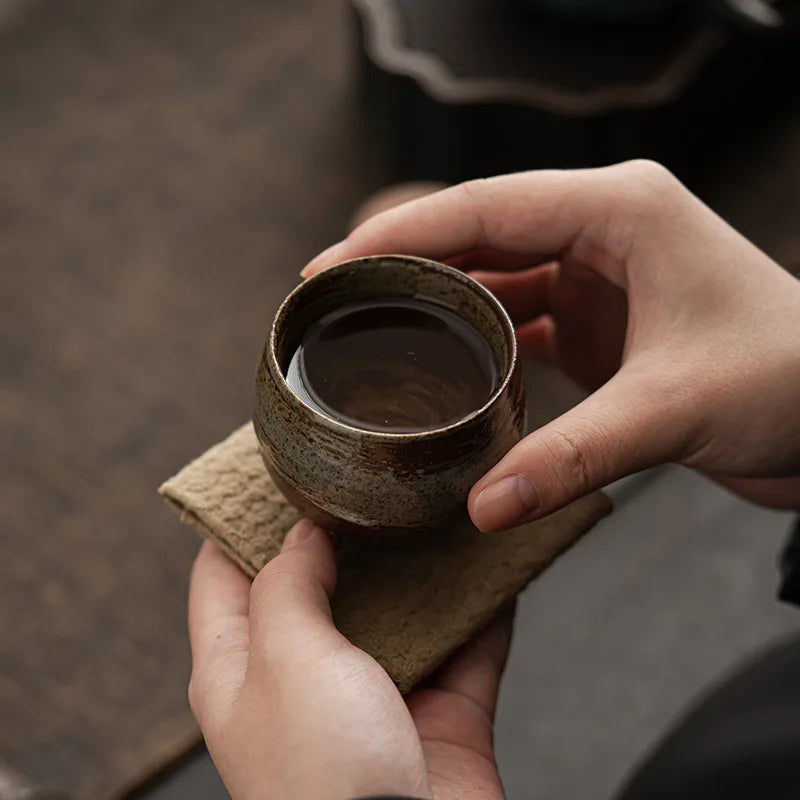 Japanese Handmade Stoneware Tea Cup – Small Kung Fu Single Teacup Vintage Style