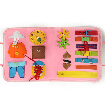 TUNJILOOL Montessori Busy Board – Early Educational Toy for Toddlers, Felt Cloth Story Book, 3D Shape & Color Match