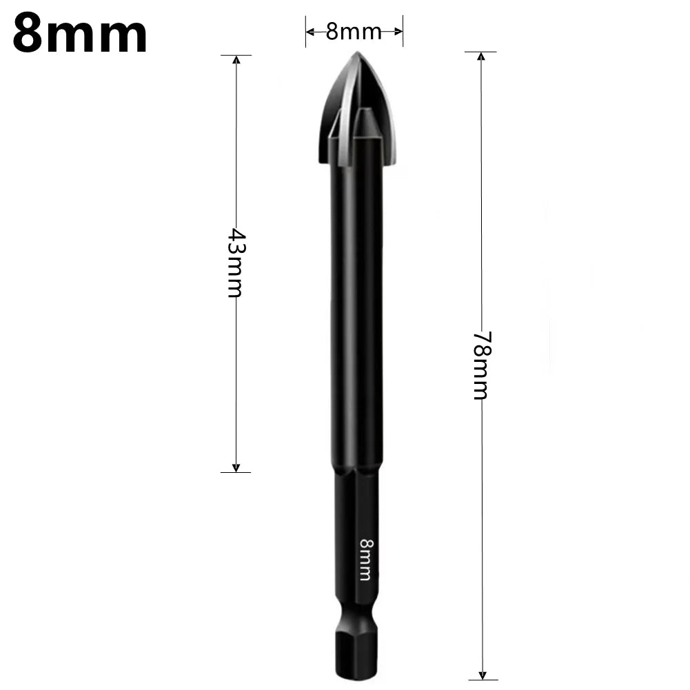 Cross Hexagonal Ceramic Tile Drill Bit – Alloy Triangular Glass, Ceramic & Concrete Hole Opener, Sizes 3-12mm