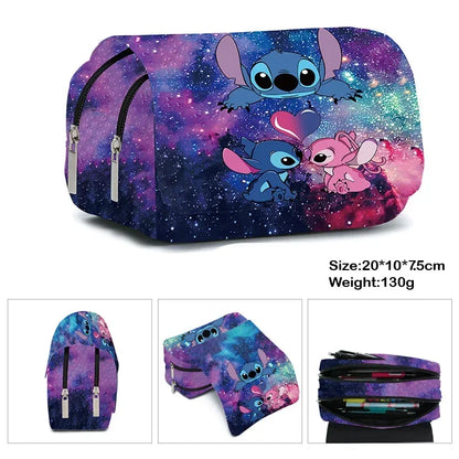 Anime Stitch Fully Printed Flap Pencil Case – Cartoon Stationery Bag for Primary & Secondary Students