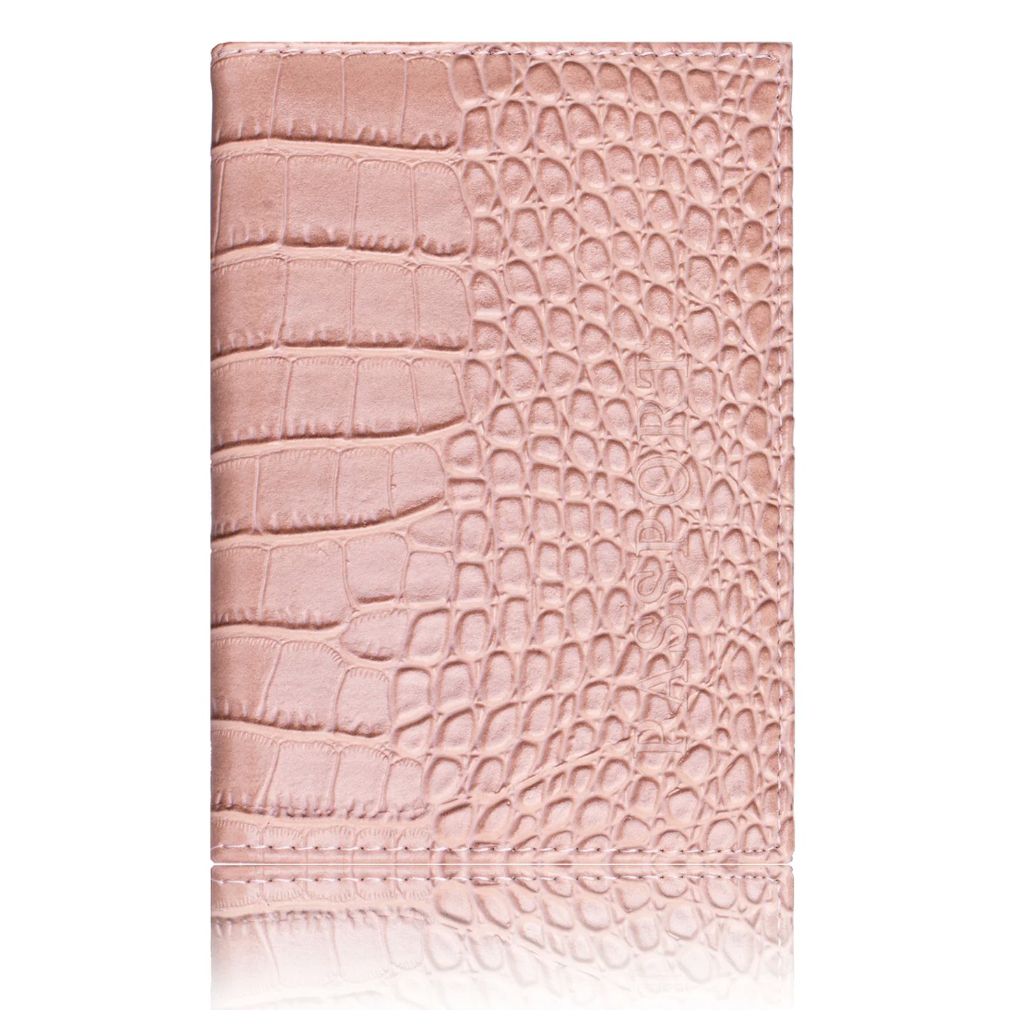 Crocodile PU Leather Passport Holder – Slim Minimalist Travel Wallet for Men & Women