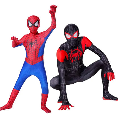 Miles Spider-Man Costume Jumpsuit — Superhero Bodysuit with Head Cover for Halloween & Cosplay Party