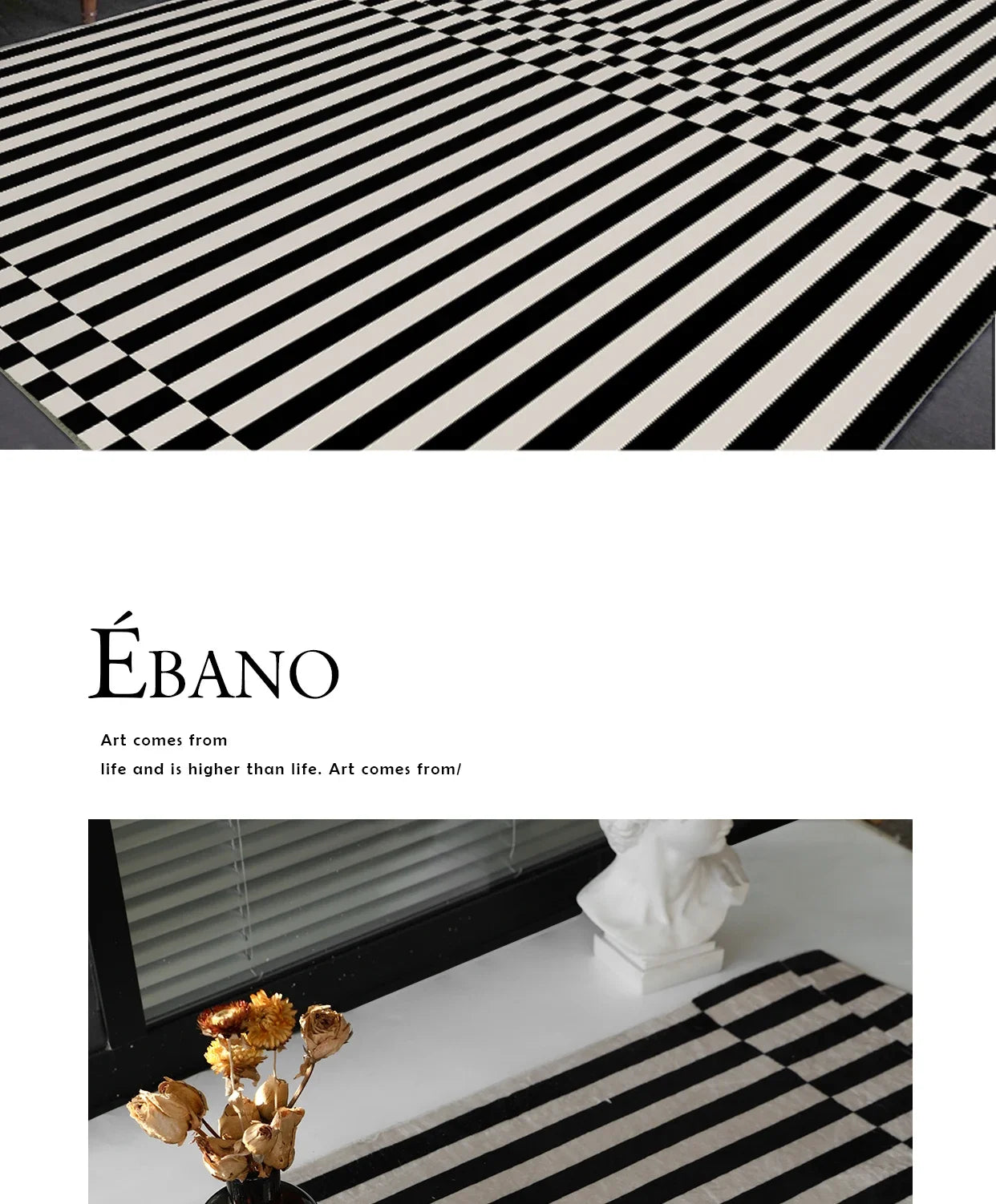 Black Stripe Plush Rug — Non-Slip Luxury Carpet for Living Room, Bedroom, Study, and Nordic Home Decor