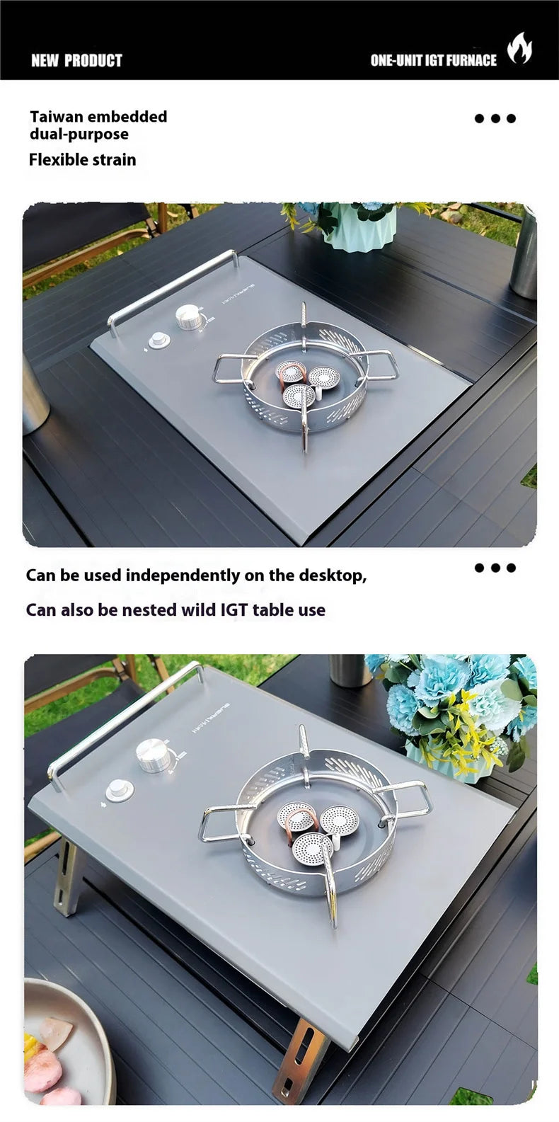 Lohascamping Folding IGT Table – Lightweight Portable Roll-Up Table with Adjustable Legs for Camping, BBQ & Outdoor Cooking