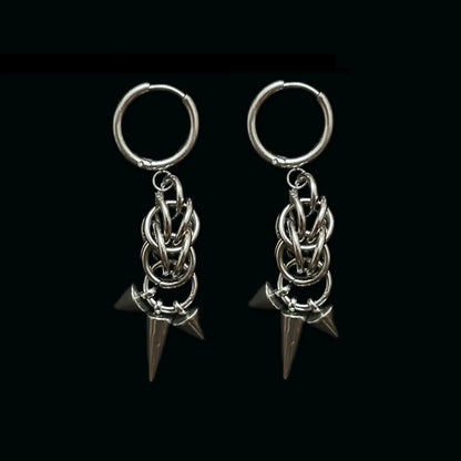 Gothic Tiger Nail Earrings - Punk Rivet Grunge Rock Chain Jewelry for Women