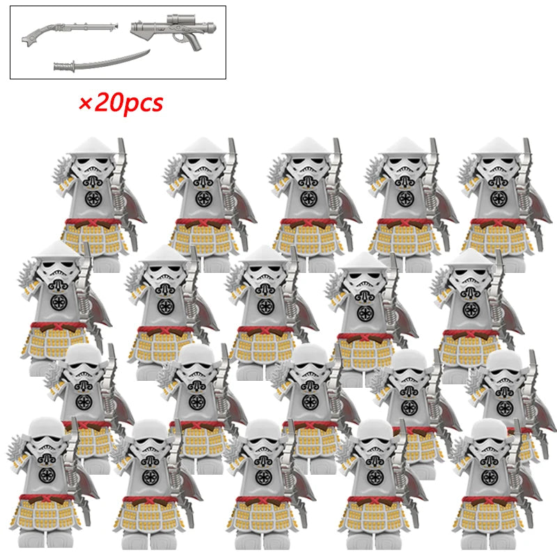 Storm Samurai Trooper Figure – White Soldier Articulated Action Toy with Pistol & Katana DY325 DY Minifigs