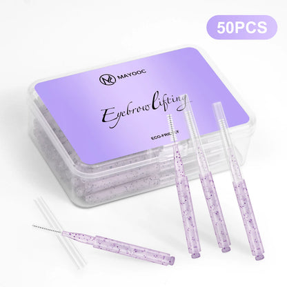 MAYOOC Mini Eyebrow Brush – Disposable Brow Lifting & Perm Brushes, Bendable Micro Eyelash Applicators Tools