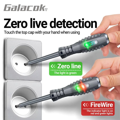 Non-Contact Voltage Tester Screwdriver - AC Electrical Test Pen with Red & Green Indicator Lights (70–600V)