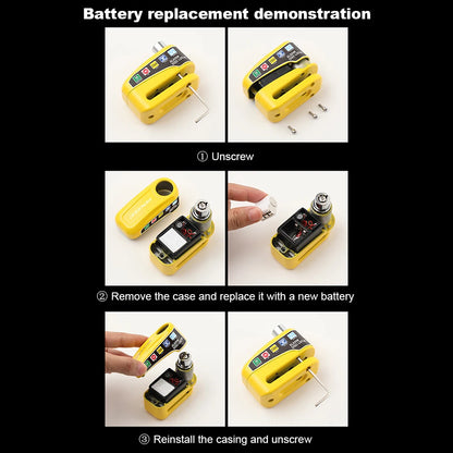 Motorcycle & Bicycle Alarm Disc Brake Lock — Anti-Theft Wheel Lock with Keys for Motorcycles, Scooters & E-Bikes