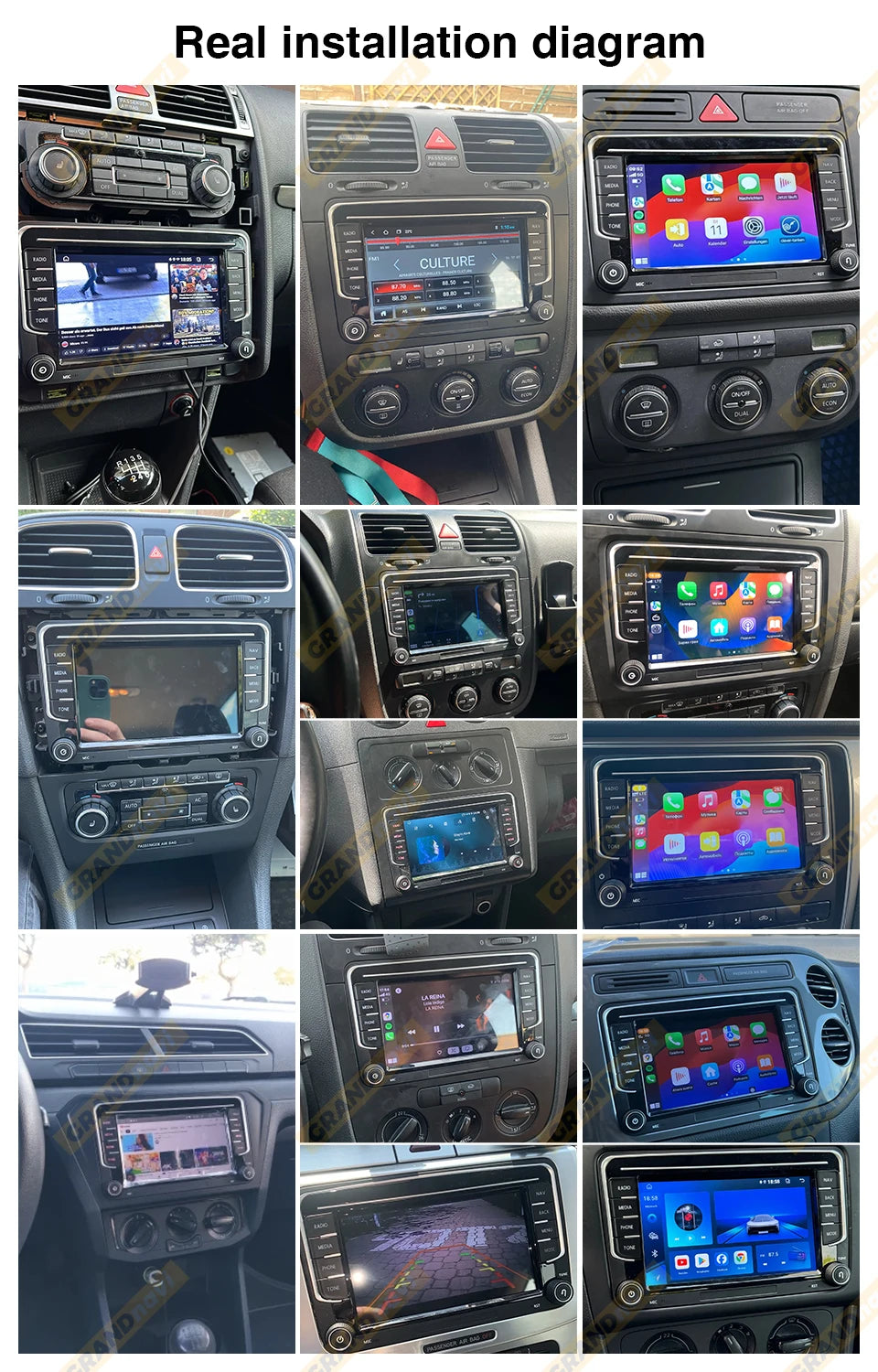 GRANDnavi Android 13 Car Radio GPS - 2Din Multimedia Player for VW, Skoda Octavia, Golf 5/6, Passat B6, Polo, Jetta