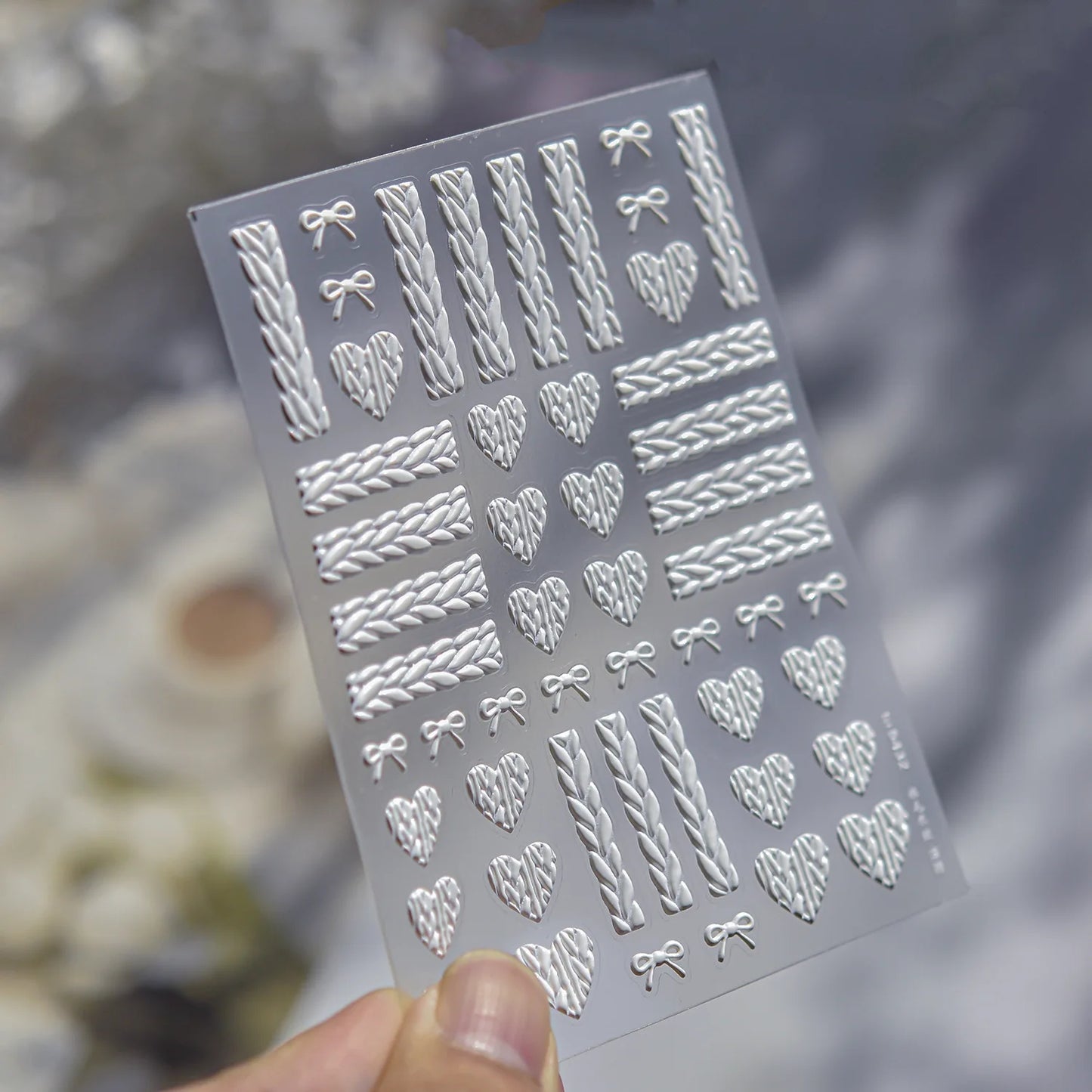 5D Black & White Lace Stripe Nail Art Stickers – Pearl Crystal Diamond Decorative DIY Manicure Design Stickers for Nails