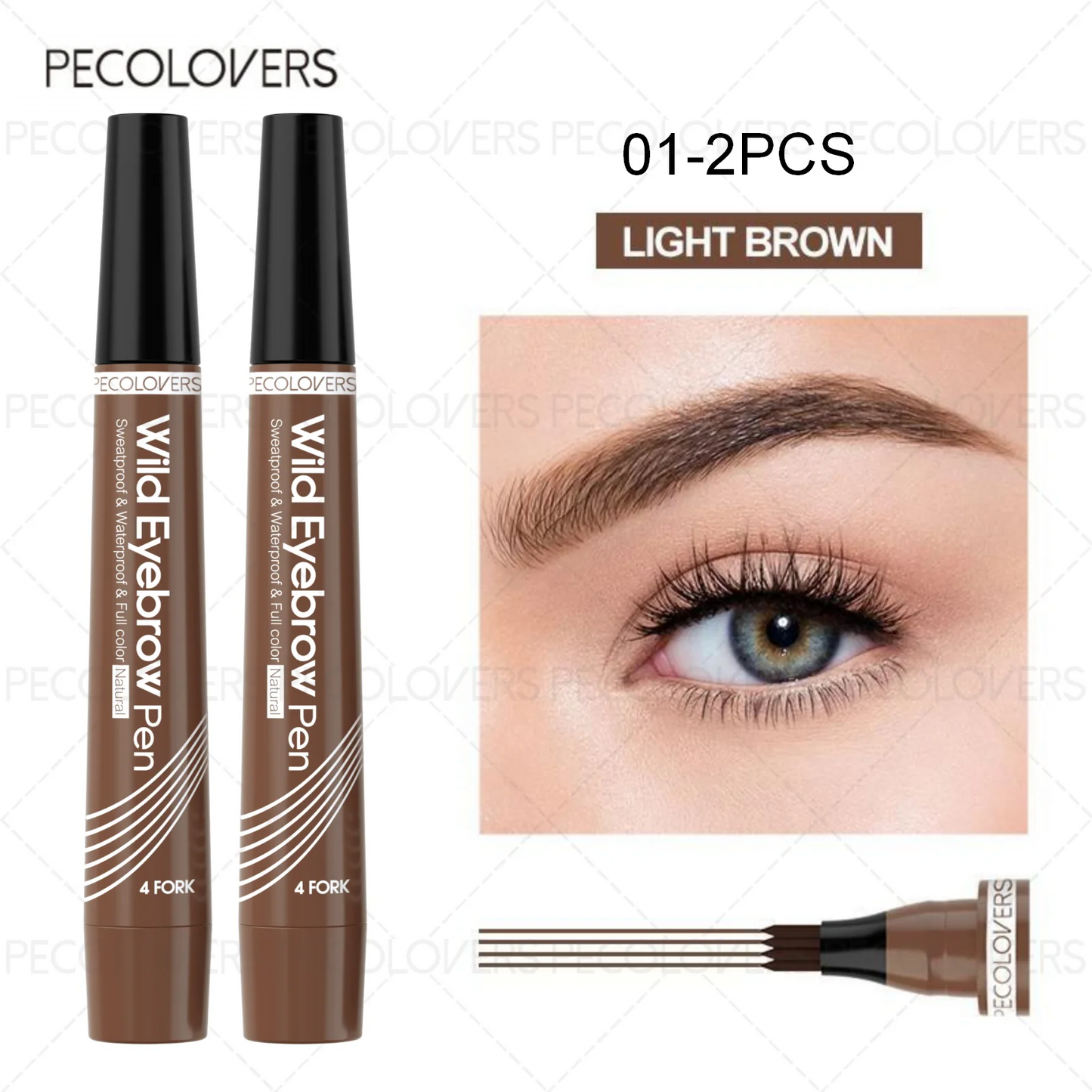 6-Color Waterproof Eyebrow Pen – 4-Split Tip Liquid Eyebrow Tattoo Pencil for Natural Long-Lasting Makeup & Definition