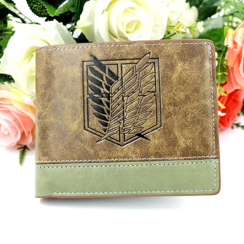 Anime Scout Regiment Khaki Men's Wallet – Folding Purse with Stylish Design