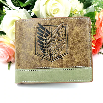Anime Scout Regiment Khaki Men's Wallet – Folding Purse with Stylish Design