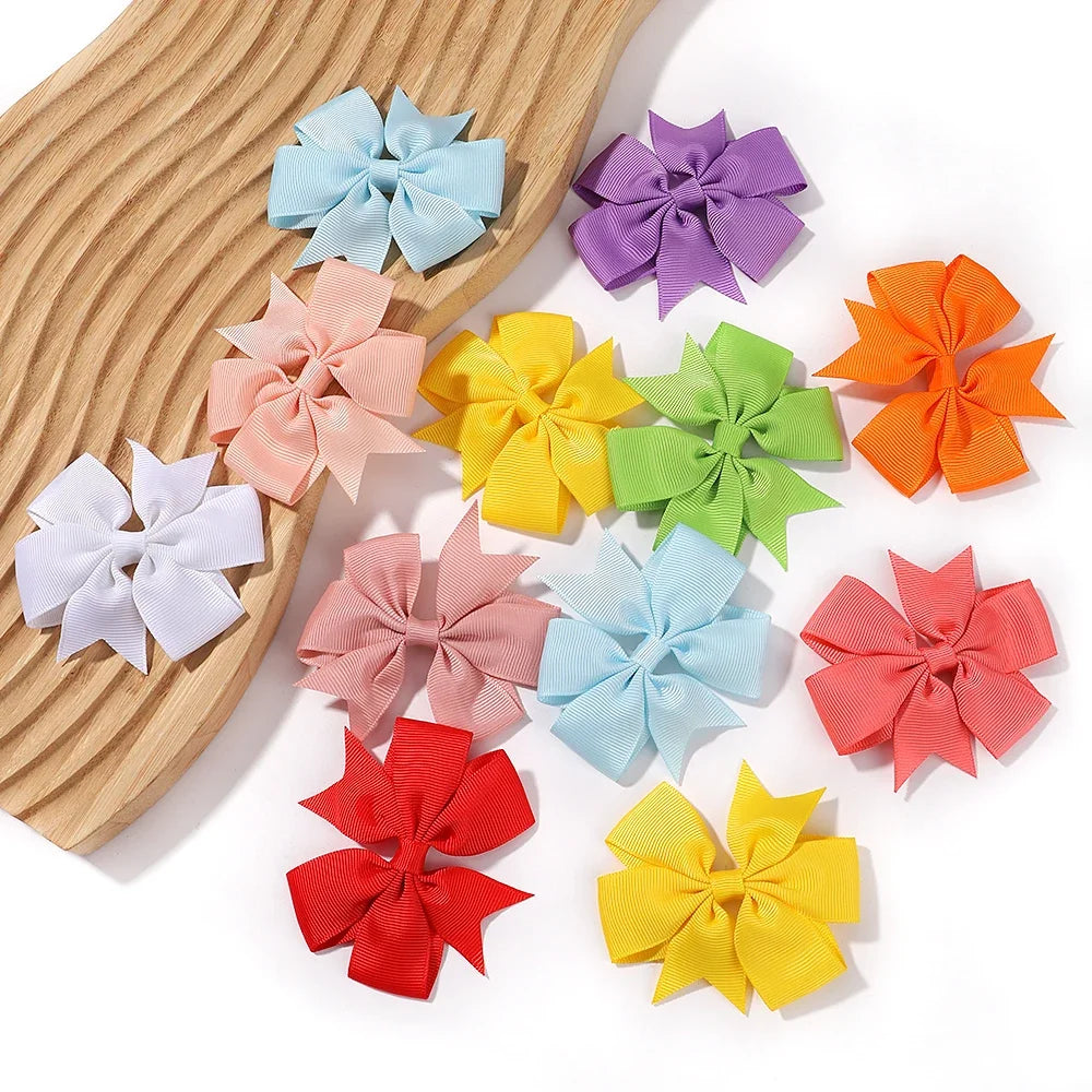 20/40PCS Sweet Candy Color Bow Hair Clip Set – Cute Ribbon Hairpins for Baby Girls & Kids Hair Accessories Gift