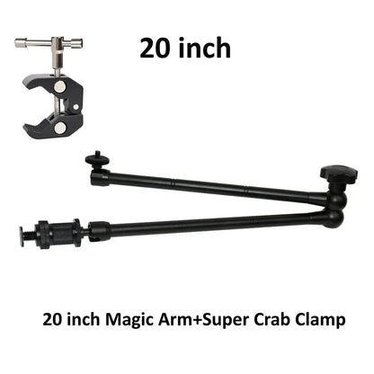 7/11/20 Inch Metal Articulating Magic Arm – Super Clamp Stand for DSLR Camera & Photo Studio Accessories