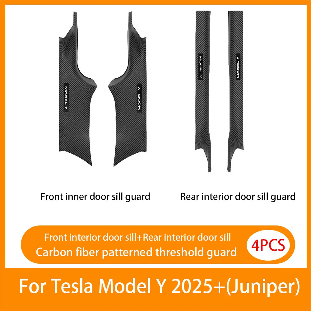 Tesla Model Y Juniper 2025+ Door Threshold Strips – ABS Anti-Scratch & Dirt-Resistant Interior Accessories for Front & Rear Doors