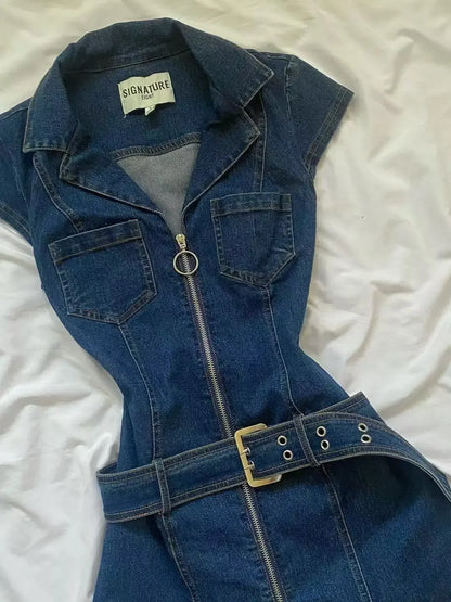 American Retro Blue Denim Skirt – Slimming High Waist Korean Style Hip Skirt for Women, Trendy Elegant Street Fashion