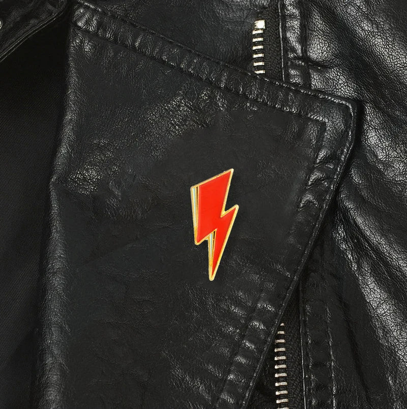 Glam Rock Enamel Pins – Bowie & Aladdin Lightning Style Badge for Men & Women, Rock Music Fan Gift