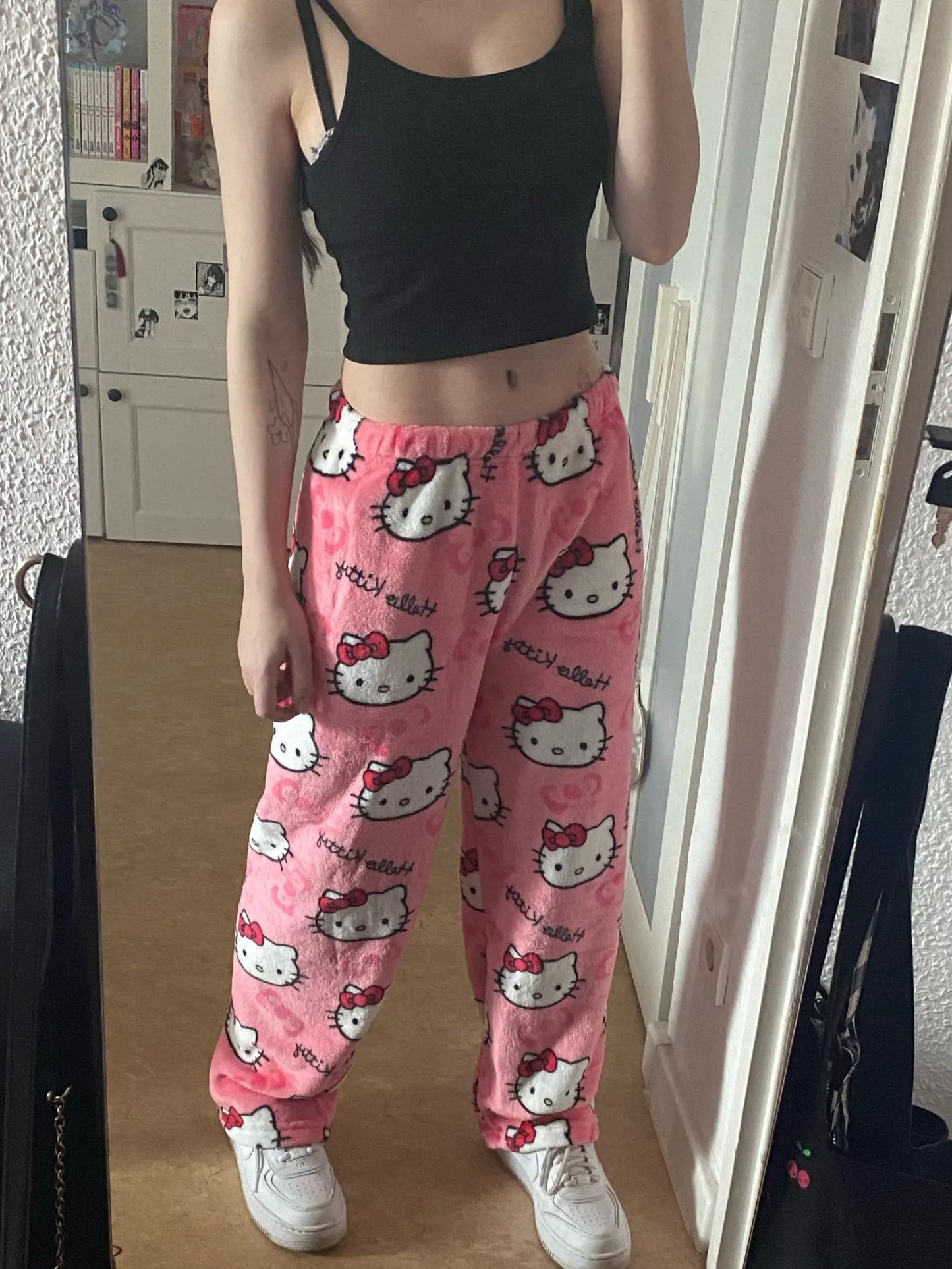 Y2K Hello Kitty Sanrio Pajama Pants – Women’s Anime Cartoon Sleepwear, Cozy Couple Home Trousers