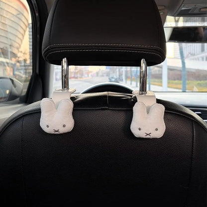 Miffy Rabbit Car Hook Set - 2PCS Cute Multifunctional Seat Backrest Storage Decor