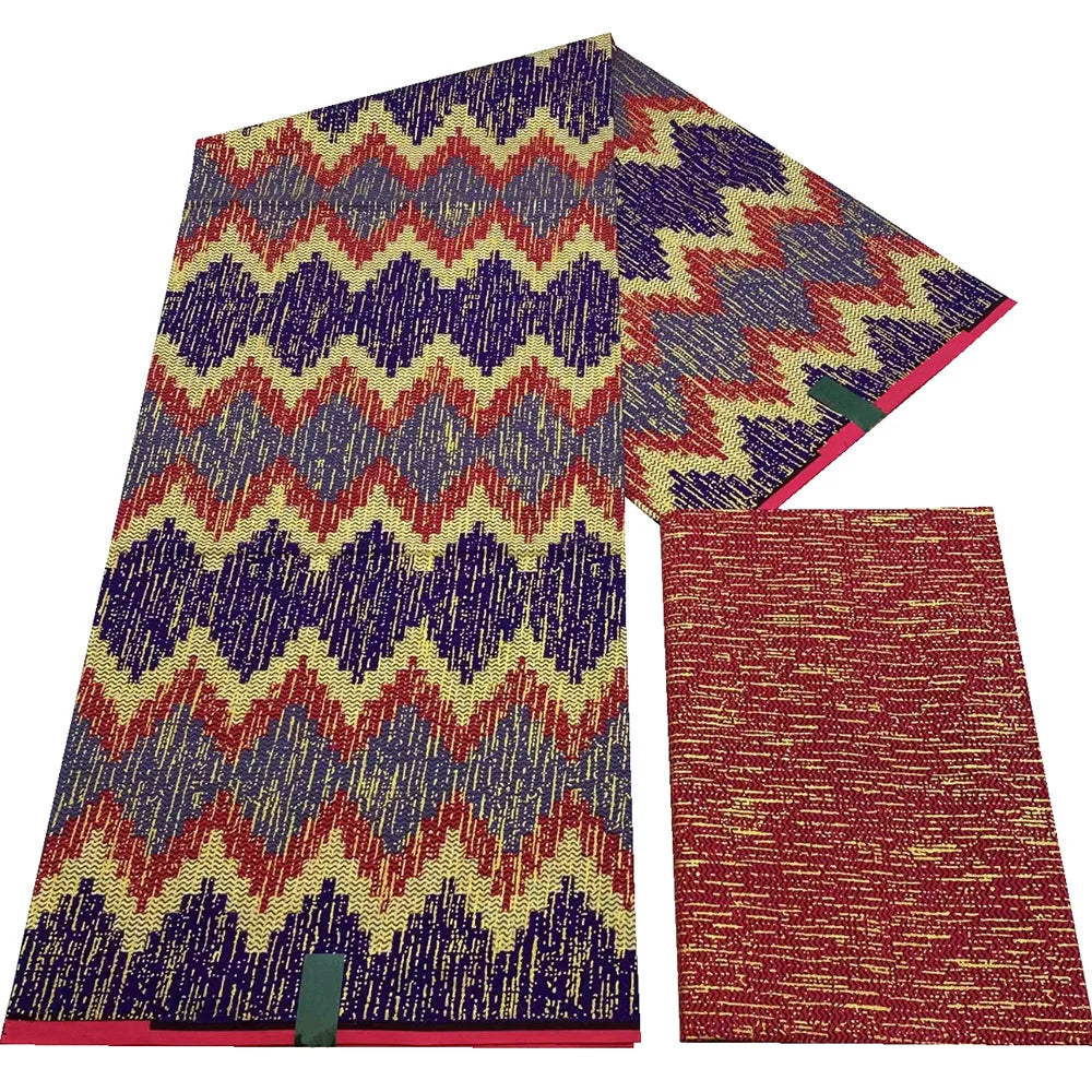 Kente Golden Wax Cotton Fabric - African Dutch Nigerian Ankara Batik Party Dress Fabric 2+4 Yards