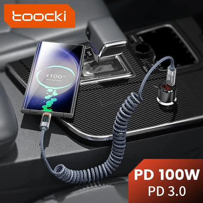 Toocki Type-C to Type-C Cable - 100W Display Fast Charging USB-C PD Cable, Transparent for iPhone 15, Xiaomi, MacBook