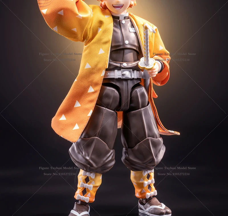 1/12 Scale Agatsuma Zenitsu Anime Figure – Orange Kimono Coat for 6" SHF Soldier Doll Accessories