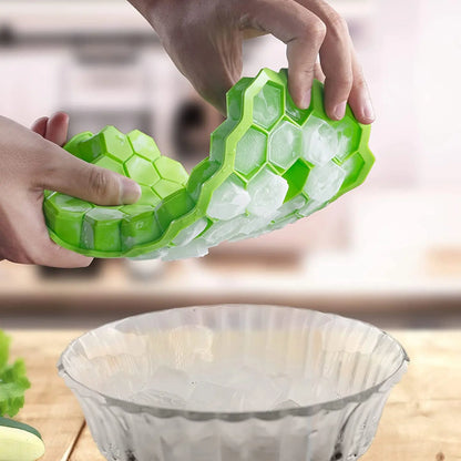 37 Grid Honeycomb Silicone Ice Cube Mold | Large-capacity Ice Tray Mold | Reusable Food Grade Ice Maker with Lids | Popsicle Mould