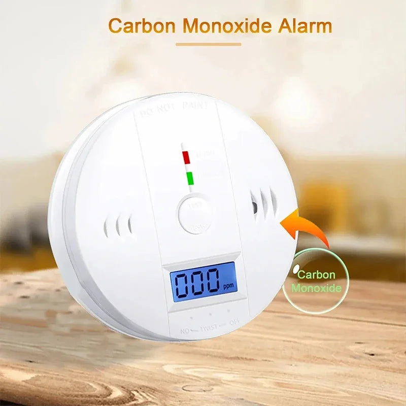 Carbon Monoxide & Smoke Alarm - LCD Wireless CO Detector with Toxic Gas Leak and Fire Sound Alarm for Home Safety