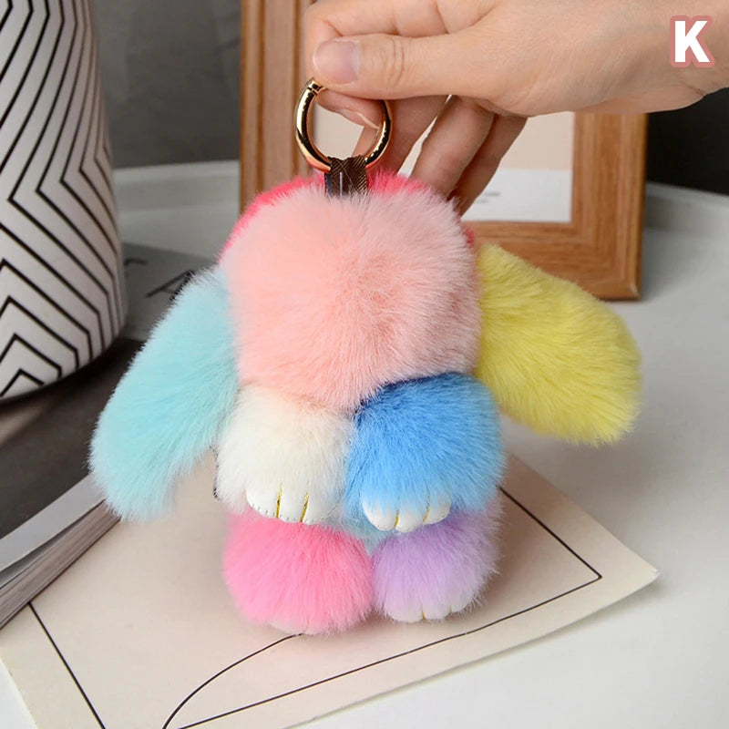 15cm Rabbit Fur Keychain – Fluffy Bunny Pendant for Women’s Bags, Car Keys & Decorative Accessories Gift
